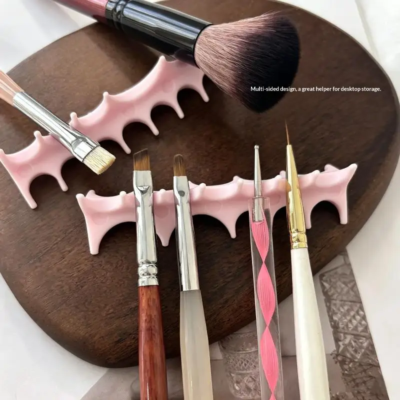 Fish Bone Shaped Silicone Nail Enhancement Brush Holder Soak Nail Gel Brush Display Storage Rack For Salon Home Nail Enhancemen
