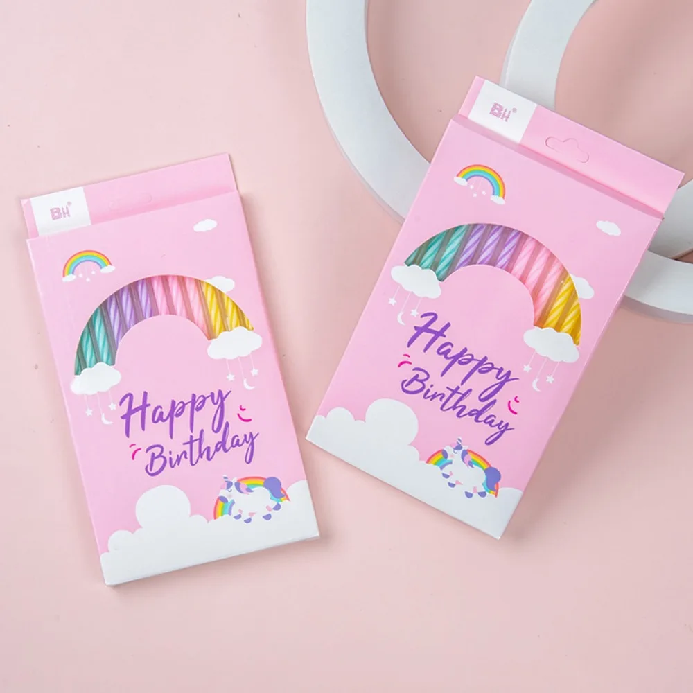12 Stück, Geburtstagskerzen, Foto-Requisiten für Geburtstagsfeiern in Bonbonfarben, Regenbogen-Kuchendekorationen, Kuchenkerzen zum Jahrestag – Detail 9