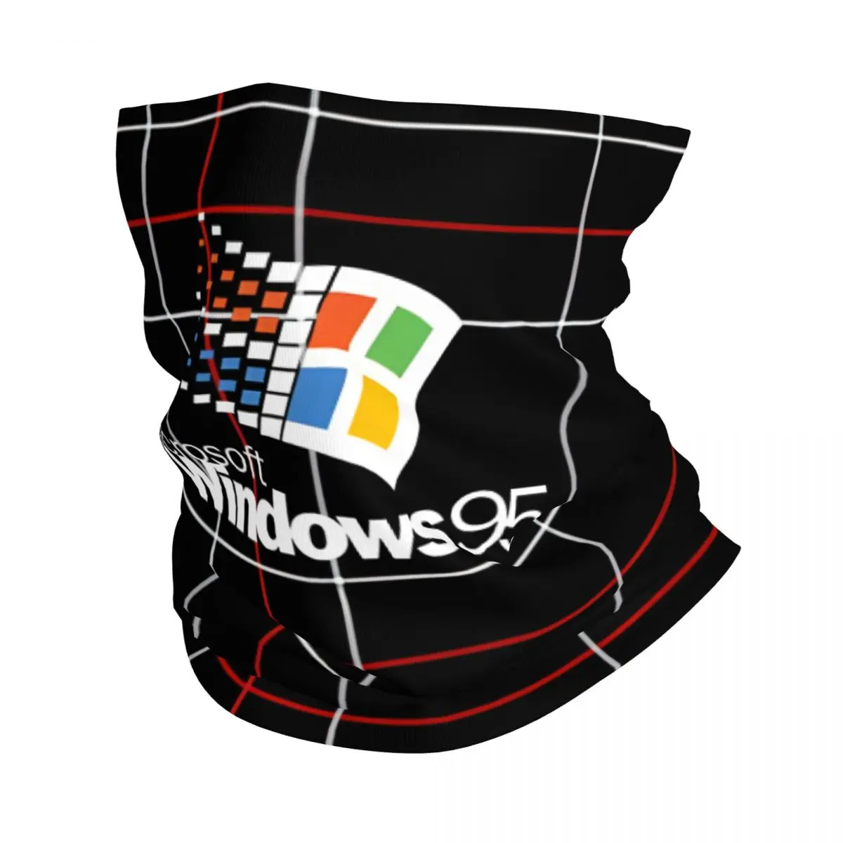 Windows 95 Man White Black Background Bandana Neck Cover Motorcycle Club Linux Wrap Scarf Balaclava Riding Adult All Season