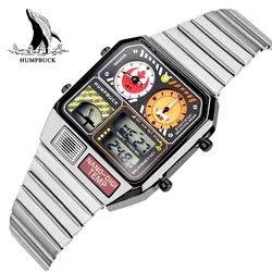 HUMPBUCK Wristwatch Casual Dual Display Waterproof Watch with Perpetual Calendar and Temperature Monitor