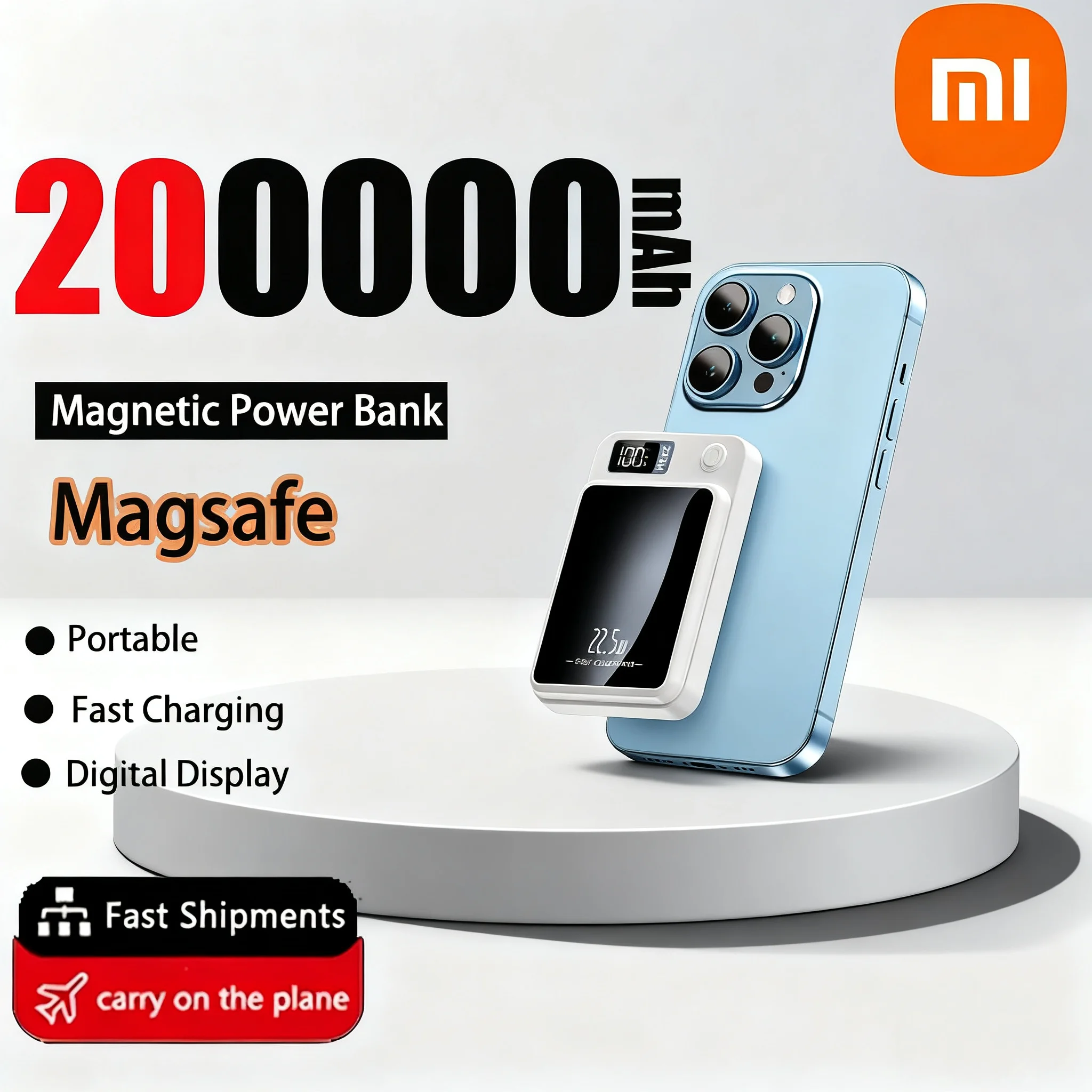 Xiaomi 200000mAh 22.5W بنك الطاقة المغناطيسي اللاسلكي شحن سريع بطارية خارجية محمولة PowerBank Magsafe آيفون سامسونج