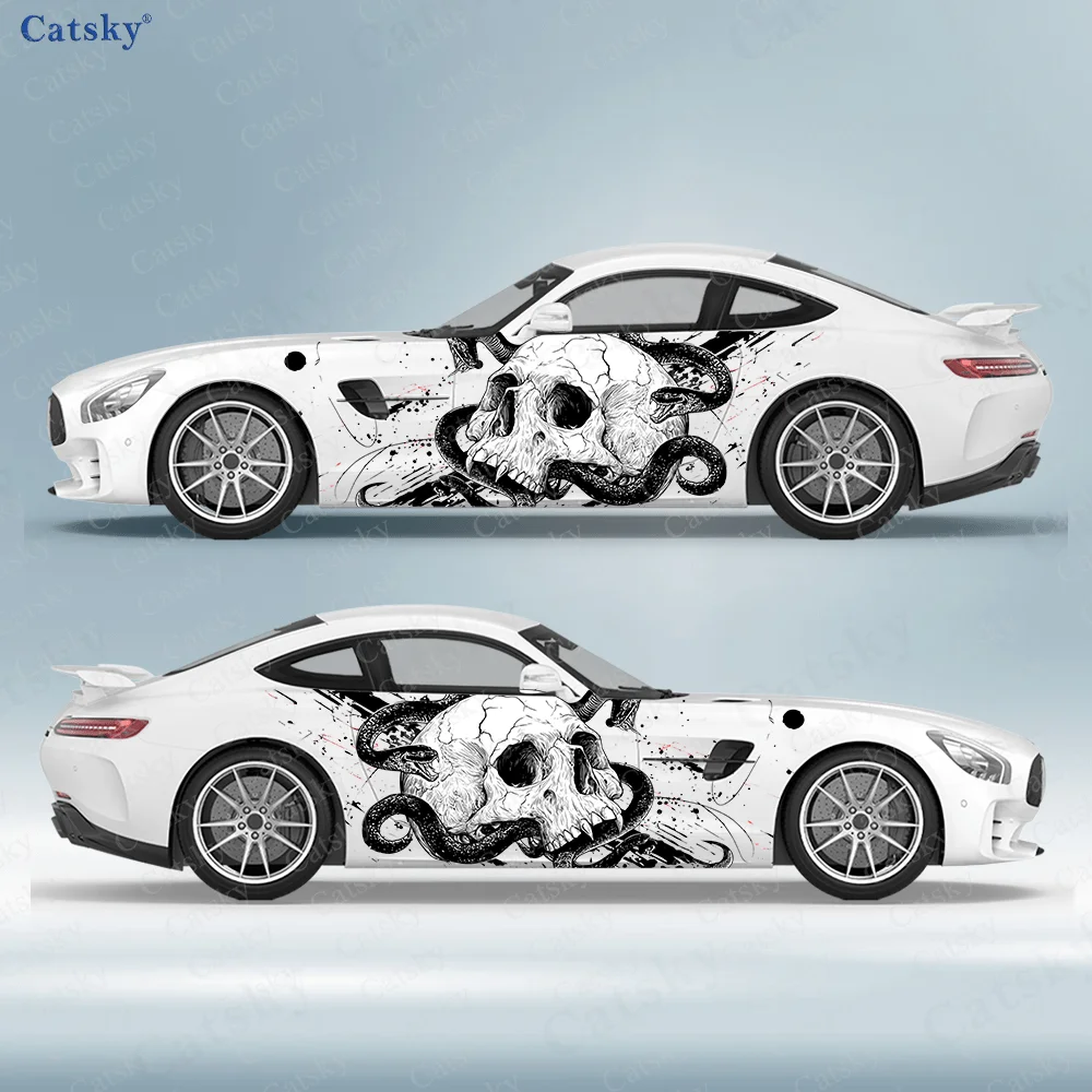 

Horror Dark Snake Skull Car Side Sticker Decor, PVC Waterproof Scratch Resistant Decal, Car Protection, Auto Accessories Gift