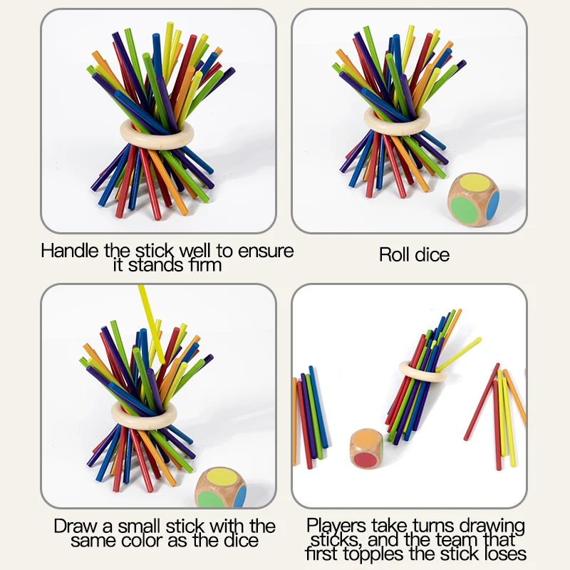 몬테소리 게임 나무 막대기 타워 장난감 스틱 주사위 운동 기술 개발 스틱 계산 수학 교육 장난감 어린이를위한