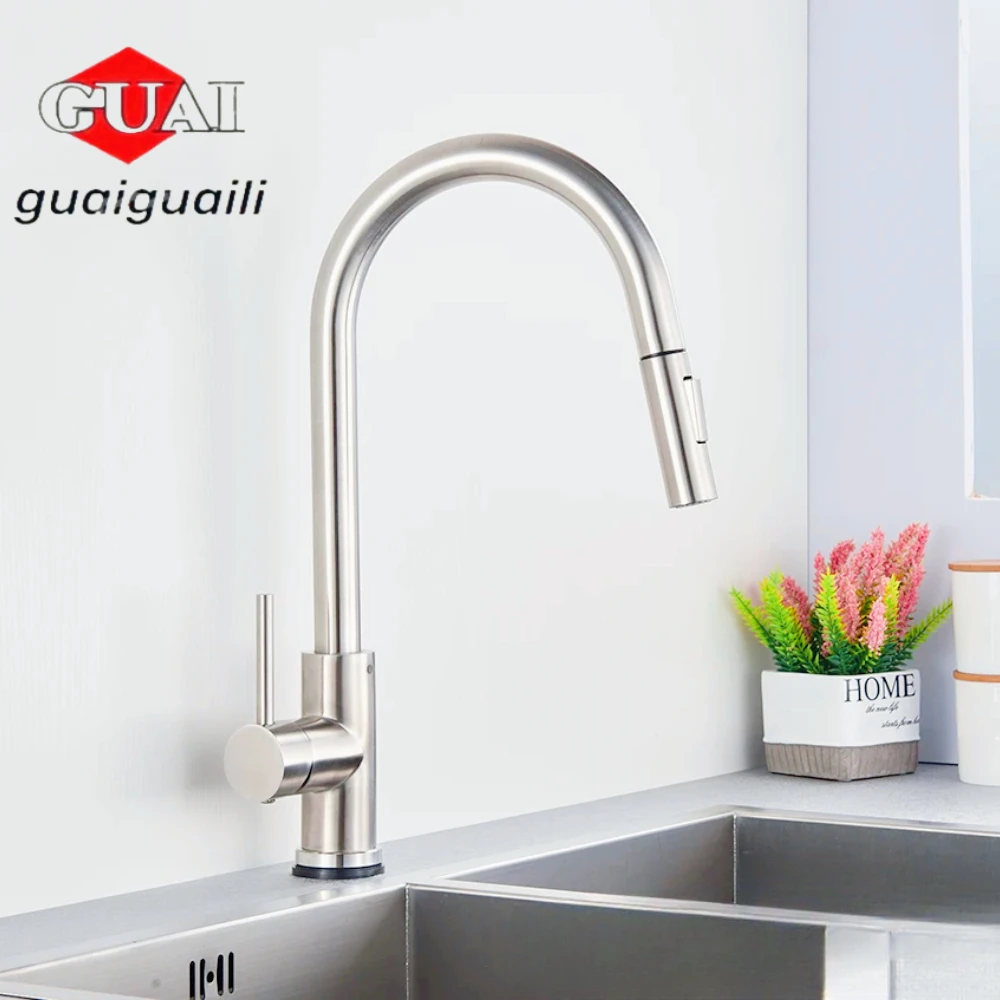 Matte Silver Kitchen Basin Faucets，silver color Surface Faucet，Sink Faucet，Pull Out Kitchen Taps ，Single Hole G1/2 mixer Faucet