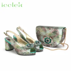 Set di borse abbinate per scarpe da festa da donna di Design speciale con motivo a serpente Peep Toe di alta qualità in colore verde