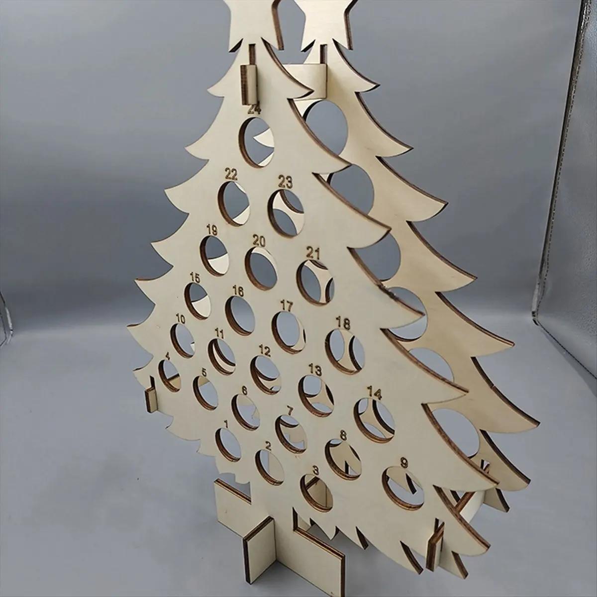 Delighted- Christmas Tree Calendar Holiday Wine Rack Wine and Spirits Gift Decoration Home Calendar Decoration