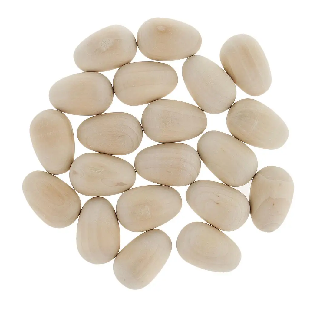 Wooden Eggs Natural Finish Craft Stuff for Children DIY Wood Art Toys for Parties and Home Decoration