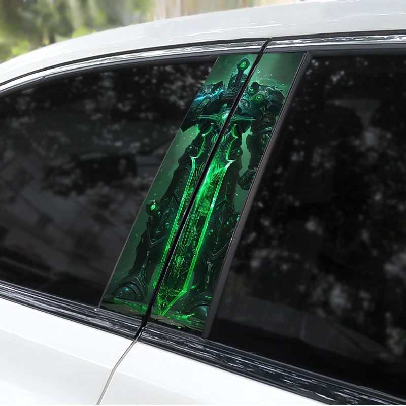 2 шт., рыцарский фехтовальщик, наклейка на автомобильную стойку B, сделай сам, наклейка на центральную стойку автомобиля, виниловая водонепроницаемая декоративная наклейка на дверную стойку автомобиля