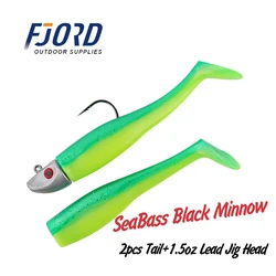 FJORD siyah Minnow 42g 127mm deniz bas Shad Pike kuyruk yumuşak Jig Head kanca kolay Shiner yapay yem balıkçılık cazibesi aksesuarları