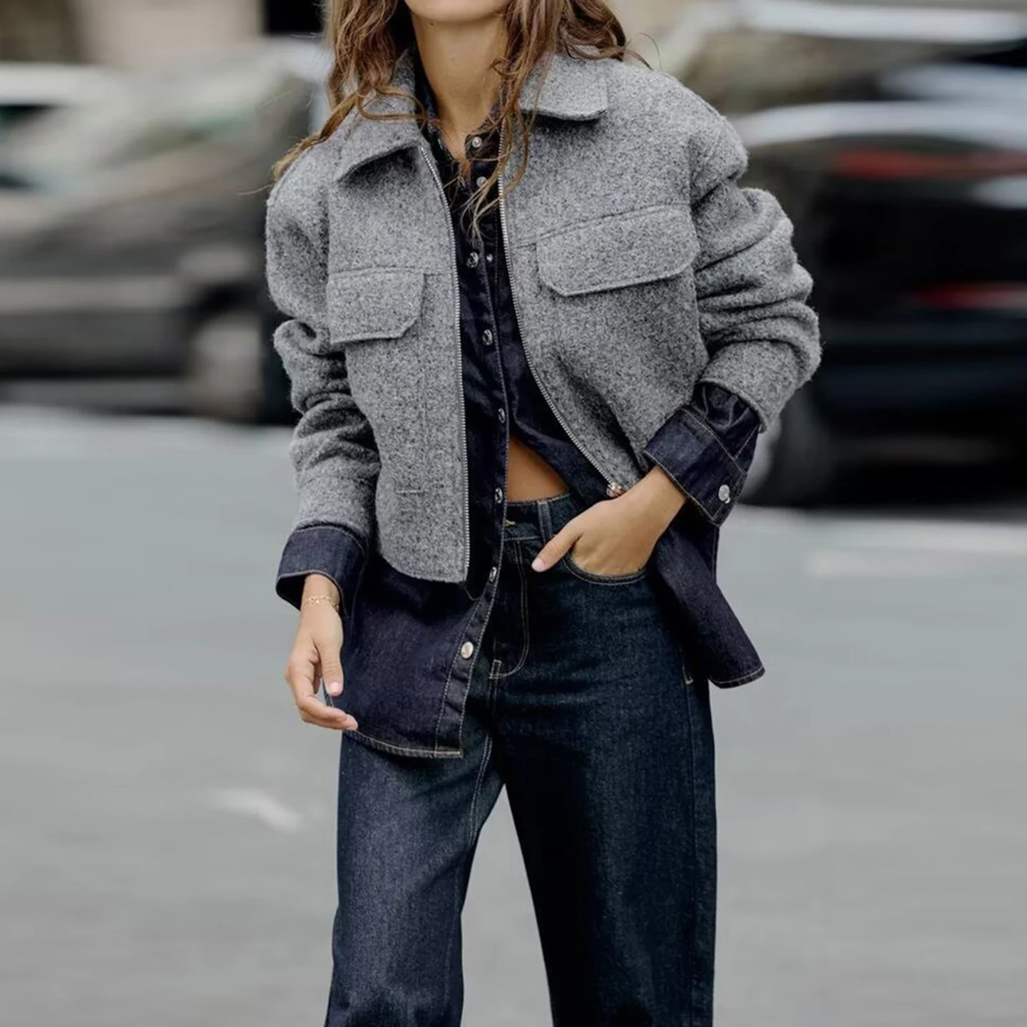 Z 2025 الخريف جديد المرأة Sle ort اللؤلؤ الجلود Jaet معطف الدفء طويل Sve سستة إغلاق لا قبعة وشملت