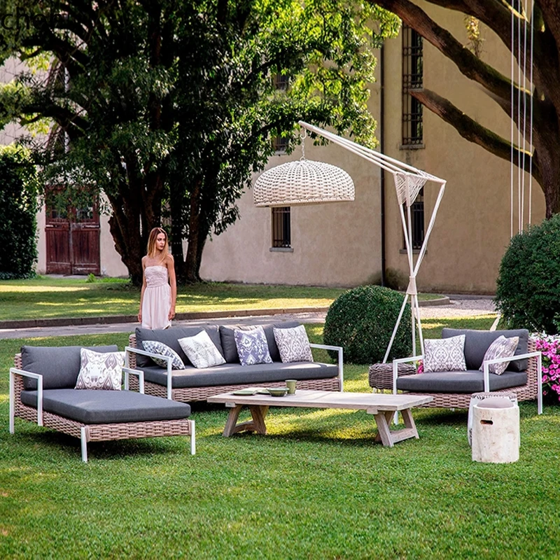 Factory Direct 2026 Top QZT Set divano e tavolino in rattan per cortile, giardino, esterno, impermeabile, resistente al sole, pe