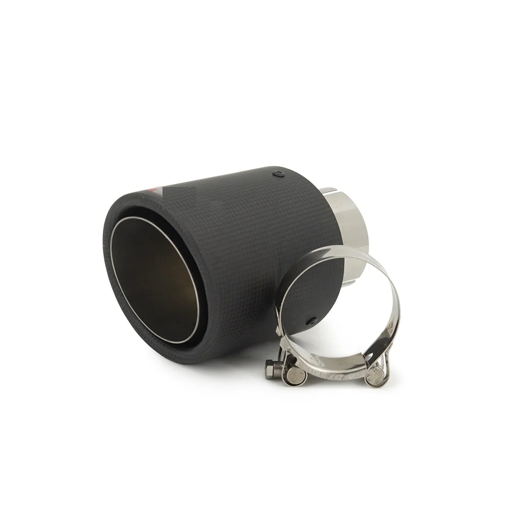 Auto Exhaust Pipe Straight Flange Matt Carbon Tail End Tip Black Silver Stainless Steel Muffler Pipe For Akrapovic