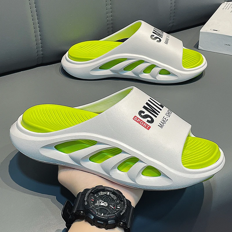 

Летние мужские тапочки на платформе, тапочки из ЭВА с мягкой подошвой, домашние шлепанцы, легкая пляжная обувь, уличные нескользящие женские тапочки