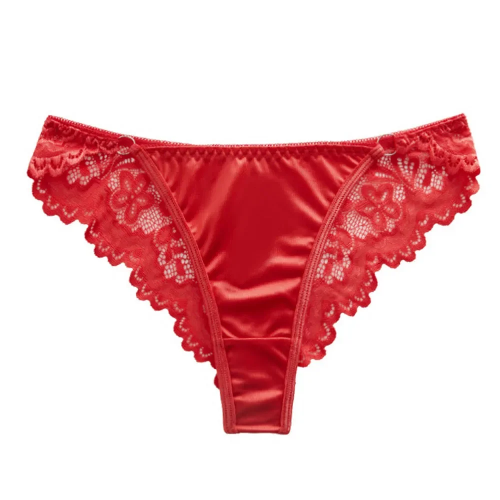 Briefs Silky Knickers All Seasons Daily Low Waist Nylon Satin Seamless Slight Strech Solid Color XS-L 1pcs Lace