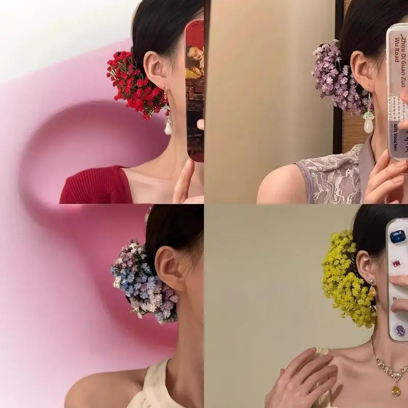 [E] Sweet Baby's Breath Hair Clip Artificial Flower Hair Accessories High-value Hairpin Elegant Bridal Evening Headdress