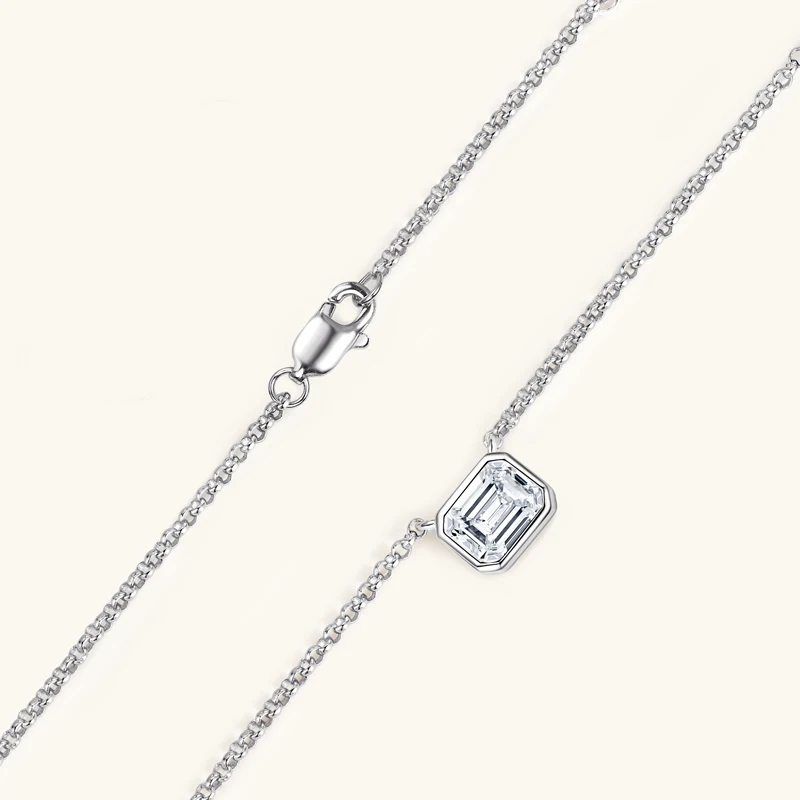 OXTAO ريال 925 فضة الزمرد قطع 5x6.5mm1.0ct مويسانيتي قابل للتعديل سلسلة قلادة قلادة السيدات هدية عيد ميلاد مجوهرات #5