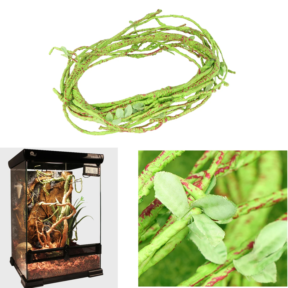 

Artificial Hanging Vine Leaves Fake Plant Garland For Pet Box Landscape Reptile Terrarium Decor Heat Resistant Durable