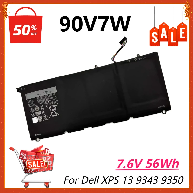 

90V7W 7.6V 56Wh Laptop Battery for Dell Xps 13 9350 9343 Replacement Battery JD25G