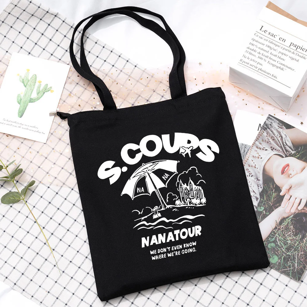 Bolso de lona con estampado de letras blancas simples de verano, bolso de hombro Kpop Nanatour S.Coups Jeonghan The8 Y2k, bolso ecológico para mujer