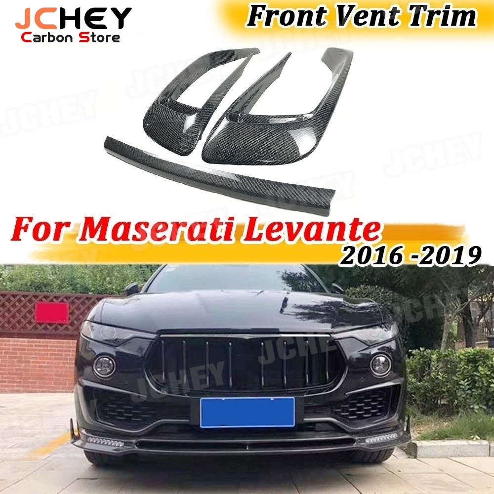 

JCHEY Carbon Fiber Front Bumper FogLamp outlet Frame Cover for Maserati Levante 2016 -2019 Head Bumper Vent Trim FRP