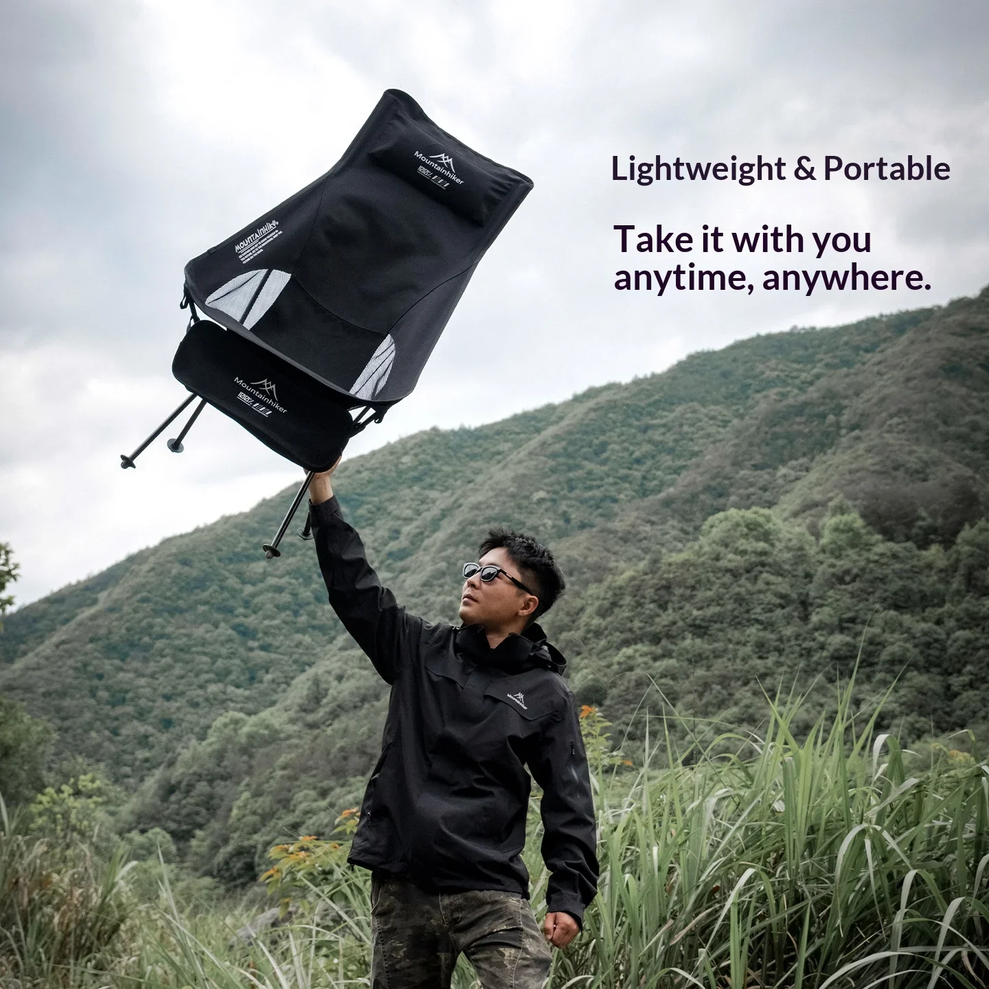 Mountainhiker Ultralight High Back Moon Chair Foldable Portable Camping Fishing Outdoor Lawn Chair with Storage Bag view 5