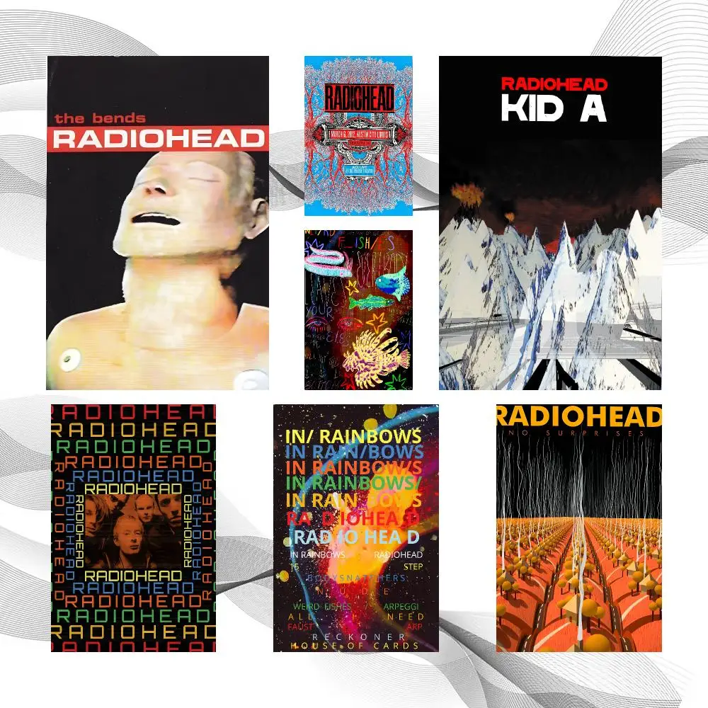 Music Art Radiohead Poster Peel And Stick Wall Art Self Adhesive PP Waterproof Wall Decor Living Room Bedroom Gift