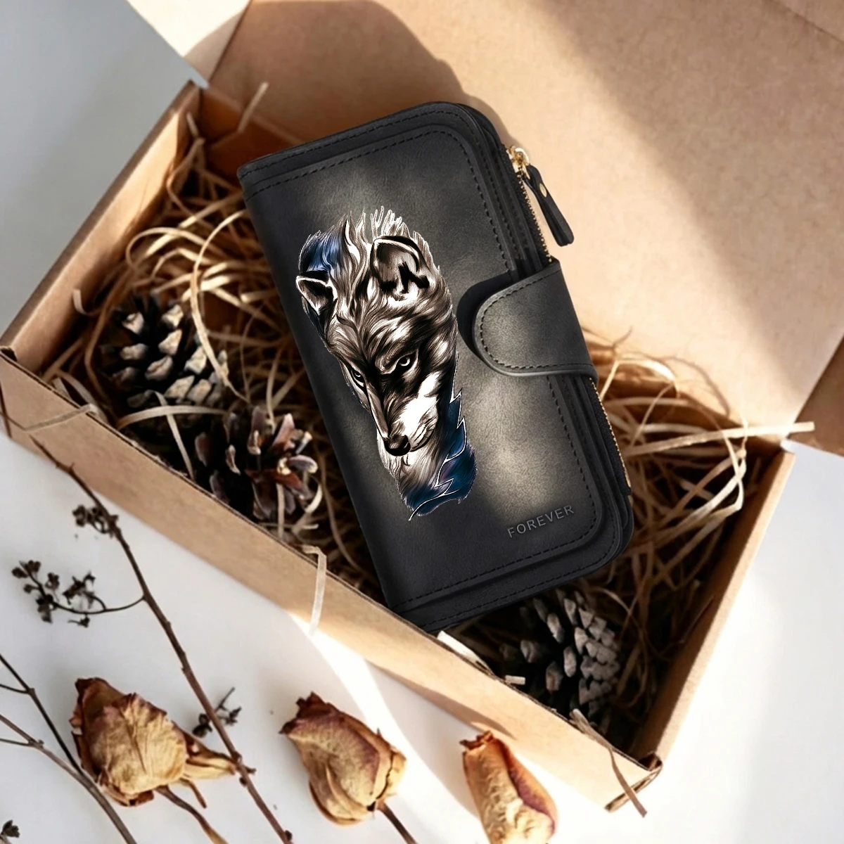 Wolf Dragon Women's Long Wallet Features Multiple Card Slots A Coin Pocket and Cell Phone Pouch Perfect Gift for Women Men