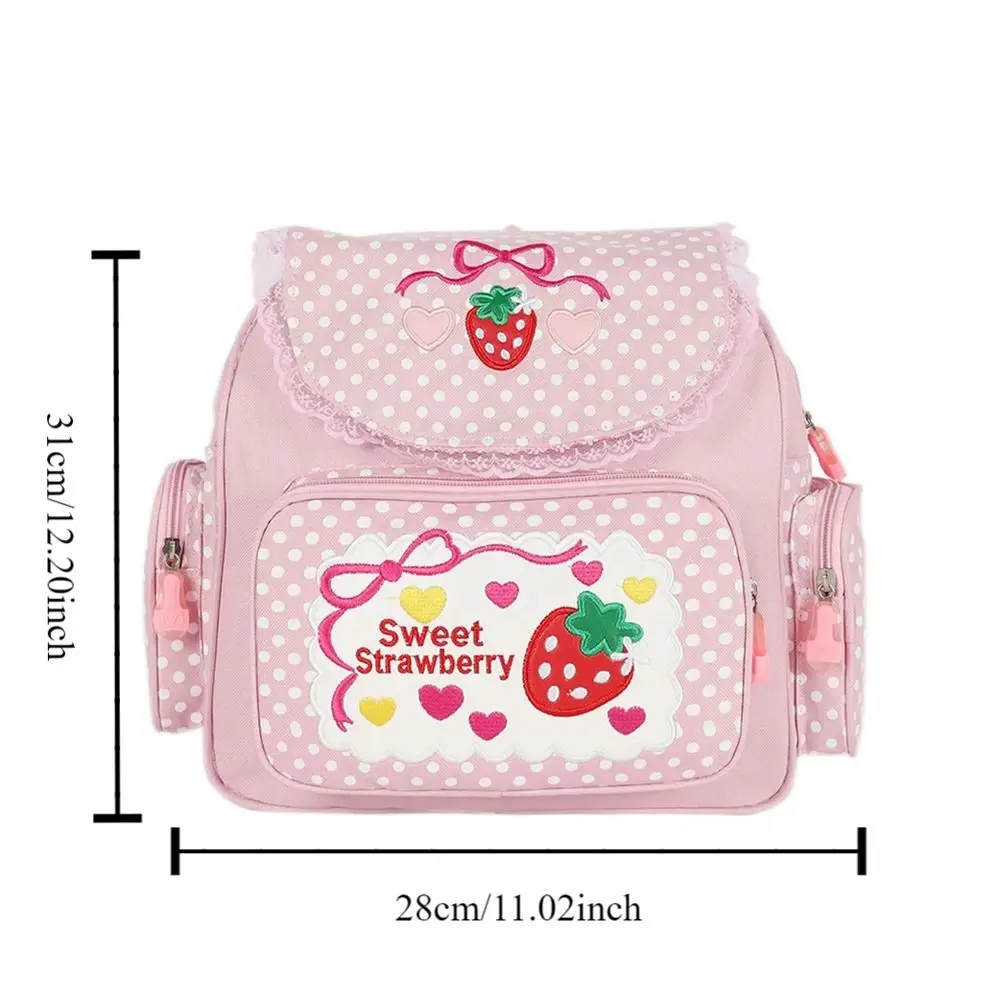 Sac à Dos d'École Brodé Harvey pour Fille, Sacoche Multi-Poches, à Pois, Fruit, Grande Capacité, pour Étudiant, Adolescent