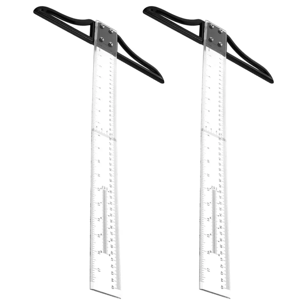 2Pcs Measuring Ruler 18 Inch Precision Marking Tool Acrylic ABS T Ruler Lightweight Portable for Drafting Measurement