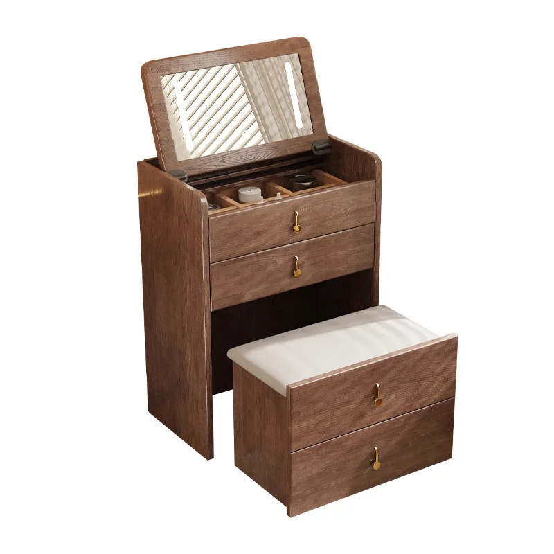 

Solid wood dresser bedroom modern simple small apartment flip cover cosmetic table mini bedside storage cabinet integrated desk
