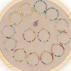 Go2Boho Miyuki Beaded Earrings for Women Boho Chic Ear Rings Jewelry Simple Stainless Steel Hoop Hadmade Fashion Gift for Her