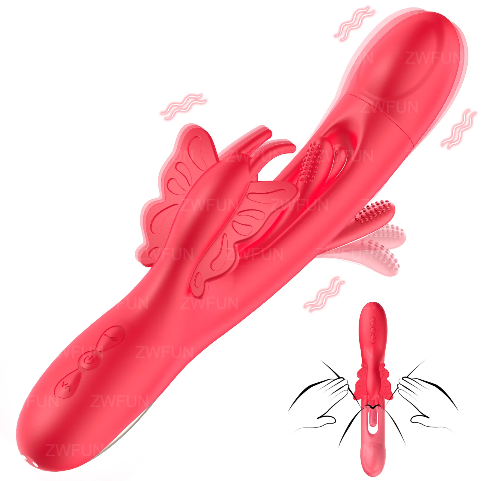 GF Vibrator Dildo Butterfly Sex Toys G Spot Vibrator Massager 3 in 1 Sex Toys Flapping Vibrator Adult Sex Toys