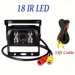 Truck Backup Camera Heavy Duty 18 LED IR Car Rear View Backup Camera Bus Truck Trailer Pickup12V 24V + 393.7inch RCA Cable