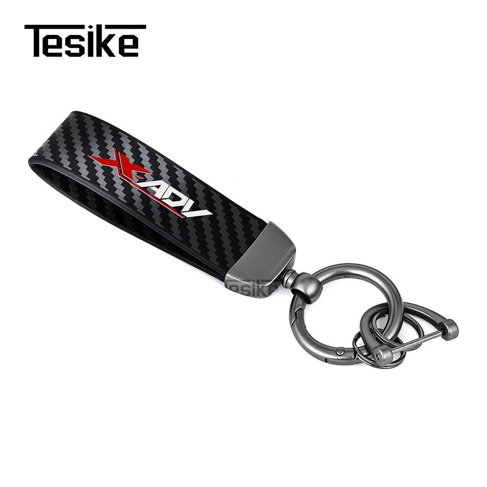 Personality Luxury Fur Leather Keychain Logo Keyring Car Moto Metal Key Ring Chain Gift For HONDA XADV X ADV X-ADV 750 view 2