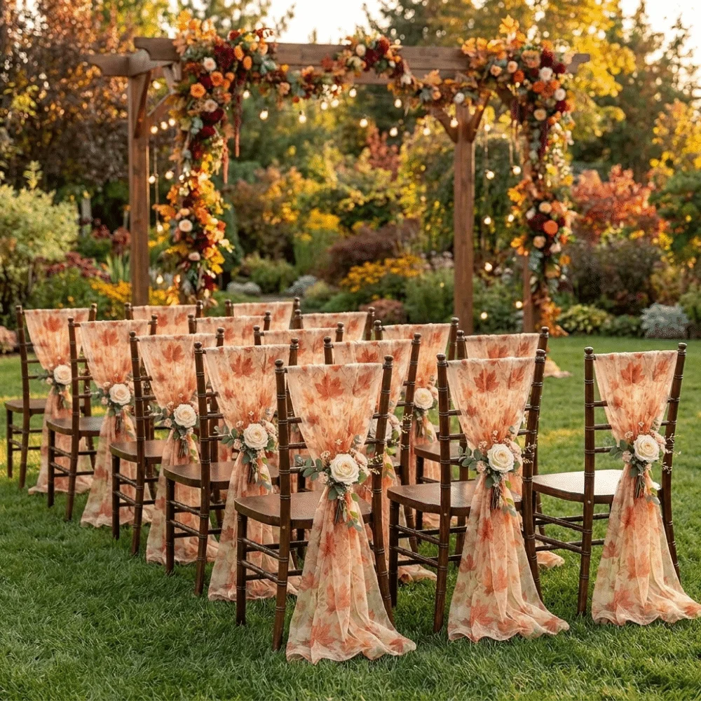 Holiday Tulle Maple Leaf Table Runner Farmhouse Sheer Fall Table Decor Decorative Rustic Table Flag Table Setting