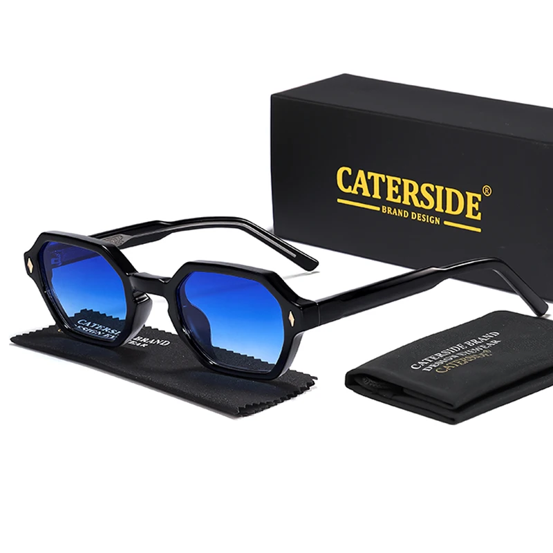 CATERDIDE Vintage Polygonal Men Sunglasses Personalized Design Square Frame Sun Glasses for Women Parties Travel Holiday Glasses