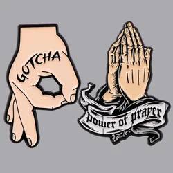 Hands OK Prayer Gesture Enamel Pin Brooch Pines Lapel Pins Badge on Backpack Clothing Accessories Punk Jewelry Decoration Gifts