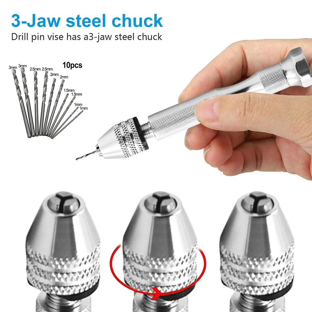 Aluminum Alloy Tiny HSS Spiral Hand Push Hand Drill Pin Vise Bits Hand PCB Drill Hand-carving DIY Drill Bits