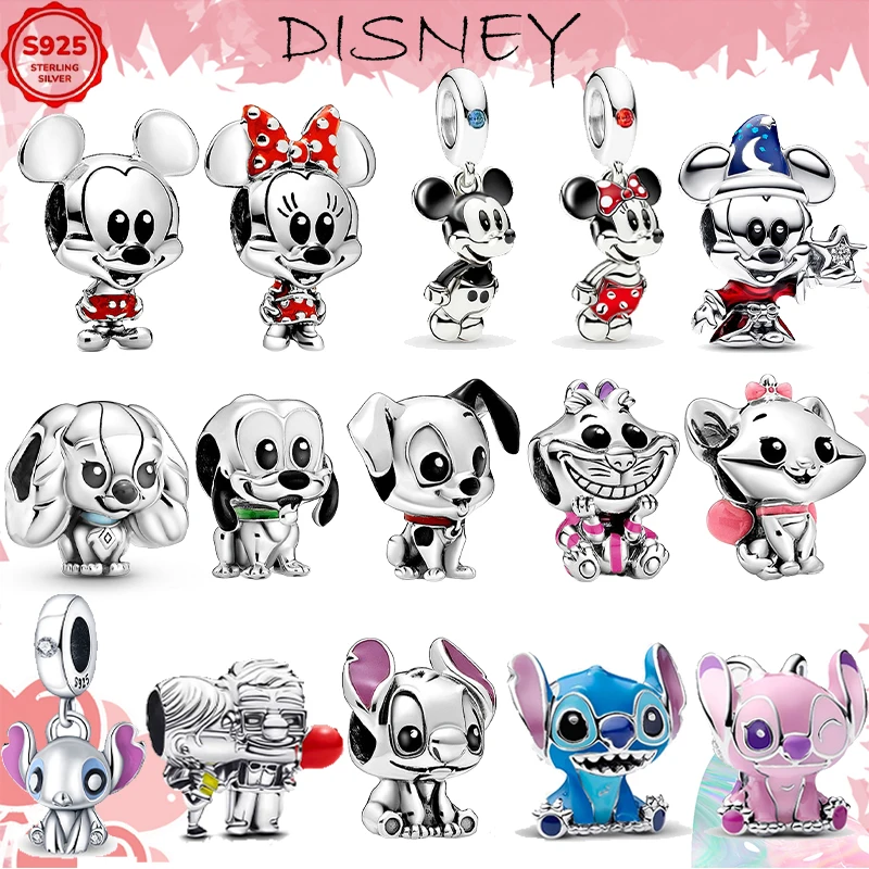 

Disney's925 Silver Disney Princess Dream Mickey Mouse Small Pets Mary Cat Cute dog Beads Original 925 Bracelets DIY Jewelry Gift