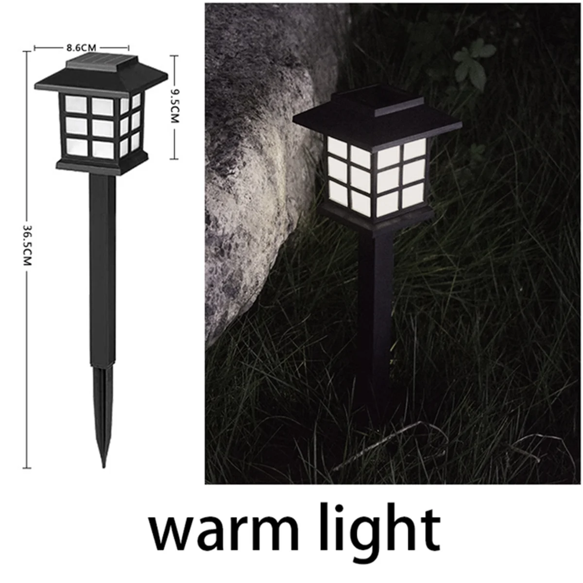 LED Solar Lamp para exterior, impermeável, Pathway, Lawn Lights, Jardim, Paisagem, 2pcs