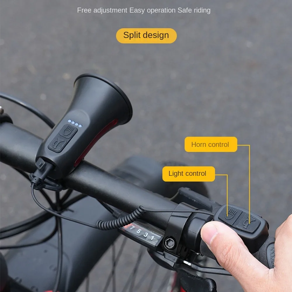 High Quality USB Charge Bike Horn Easy Installation Waterproof Bicycle Horn Loud Sound Anti-theft Alarm Horn Mountain Road Bike