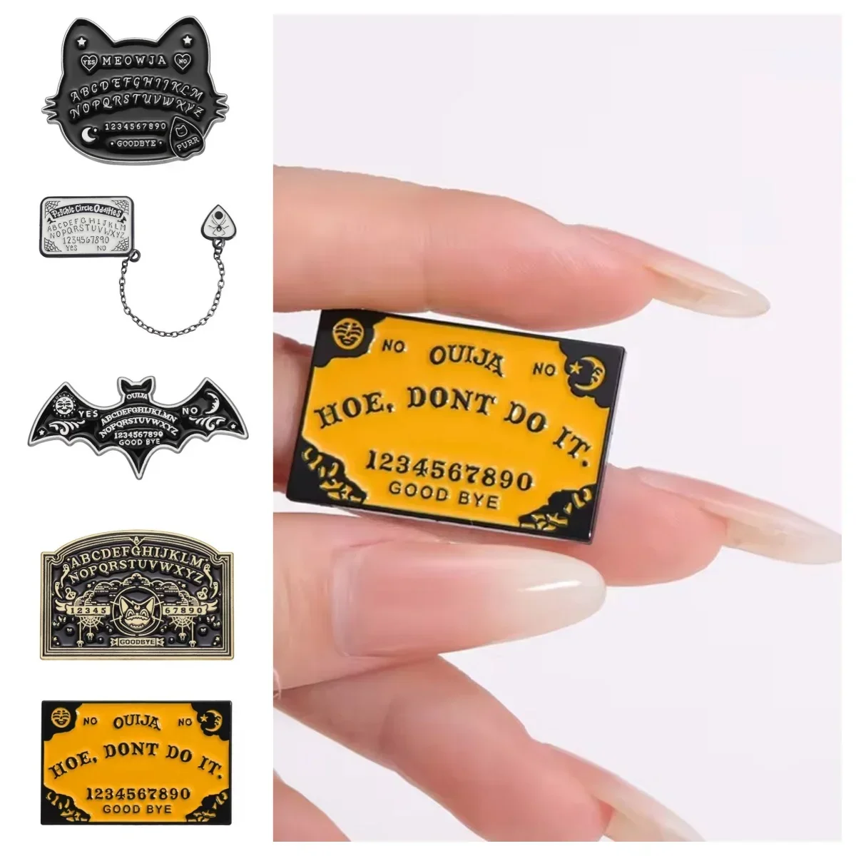 Halloween Horror Ouija magische Brosche Emaille Persönlichkeit mysteriöse gotische Brief Abzeichen Metall Rucksack Kleidung Anstecknadel Geschenk