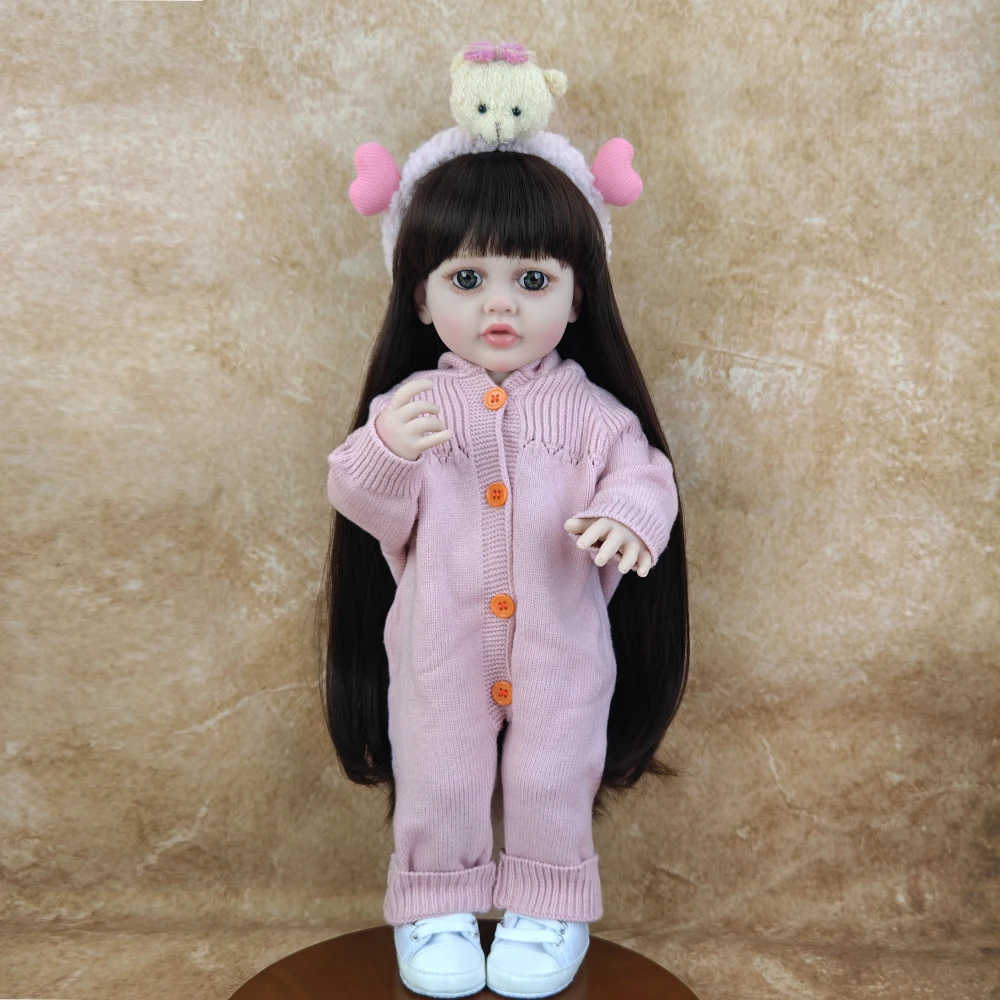 

55CM 22 Inch Lifelike Realistic Soft Vinyl Reborn Baby Girl Doll Long Hair Princess Toddler Bebe Christmas Birthday Gift