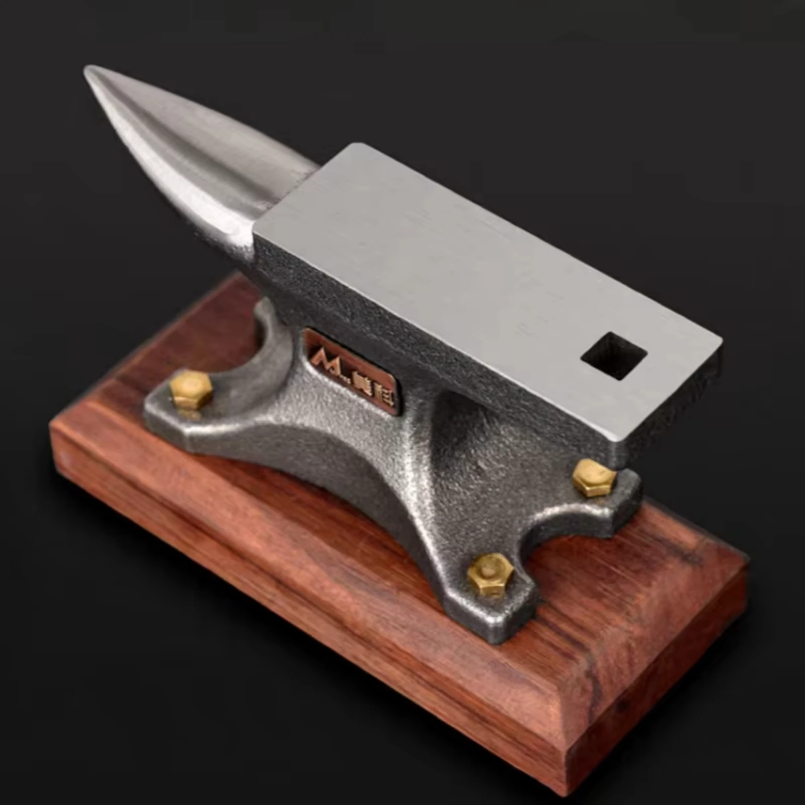 Mini Cast Steel Jewelry Anvil, Round Head Alloy Forming Workbench with Ebony Base for Gold & Silver