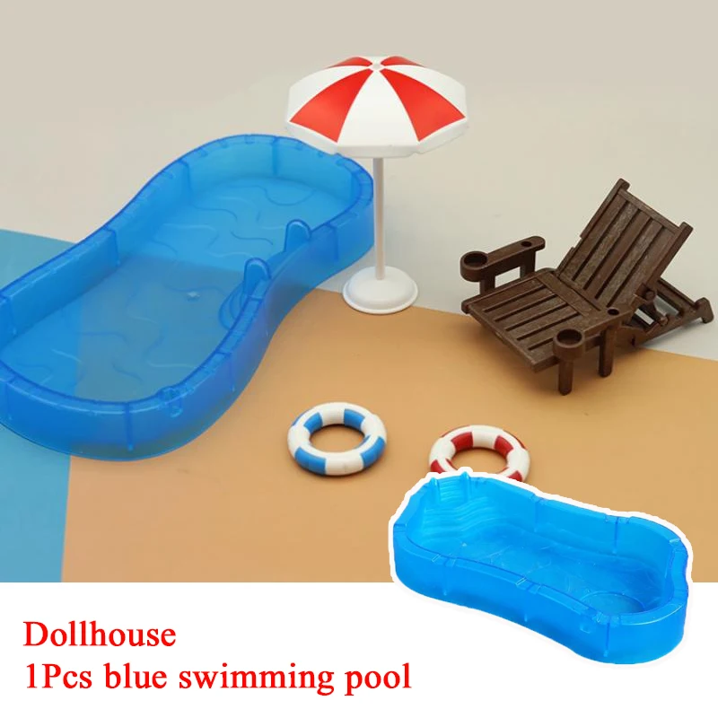 Mini modelo de piscina azul para casa de muñecas, adorno de escena de piscina en miniatura para casa de muñecas, accesorios de juguete para niños, 1 Uds.
