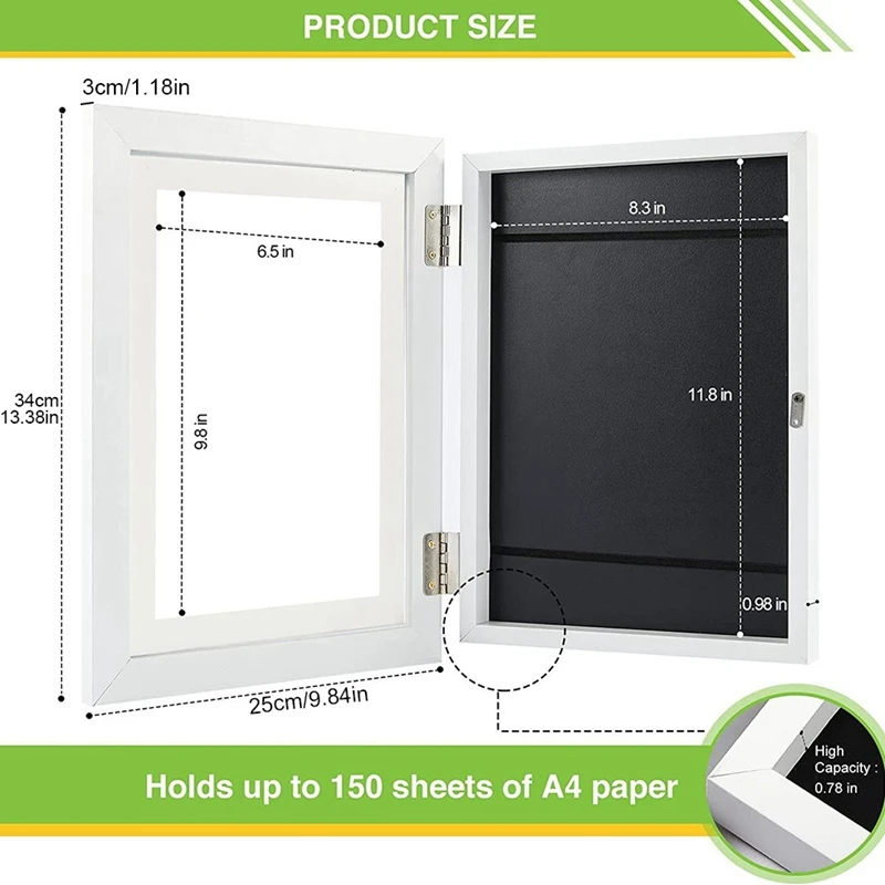 Marcos de arte A4 para niños, papel de dibujo abierto frontal, cubierta abatible para niños, adecuada para marcos de almacenamiento, manualidades, imágenes colgantes