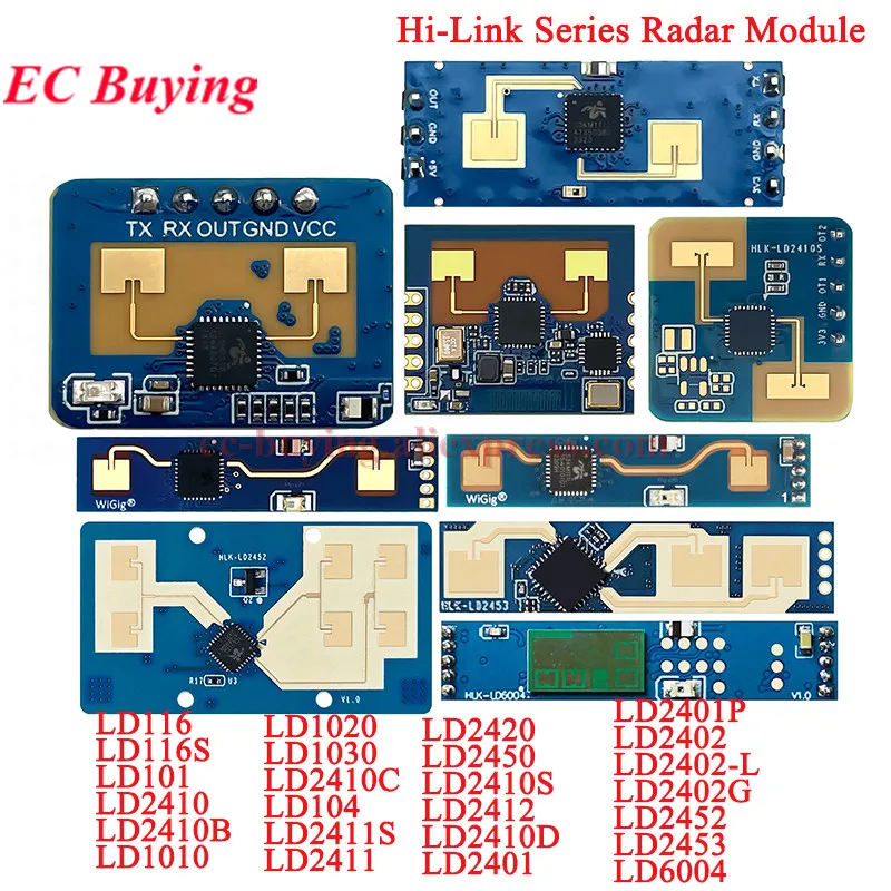 2Pcs/1pc Millimeter Wave Motion Human Presence Radar Sensor HLK-LD2410D LD2410B LD2410C LD2450 LD1030 LD1020 LD2411 LD116 LD1010