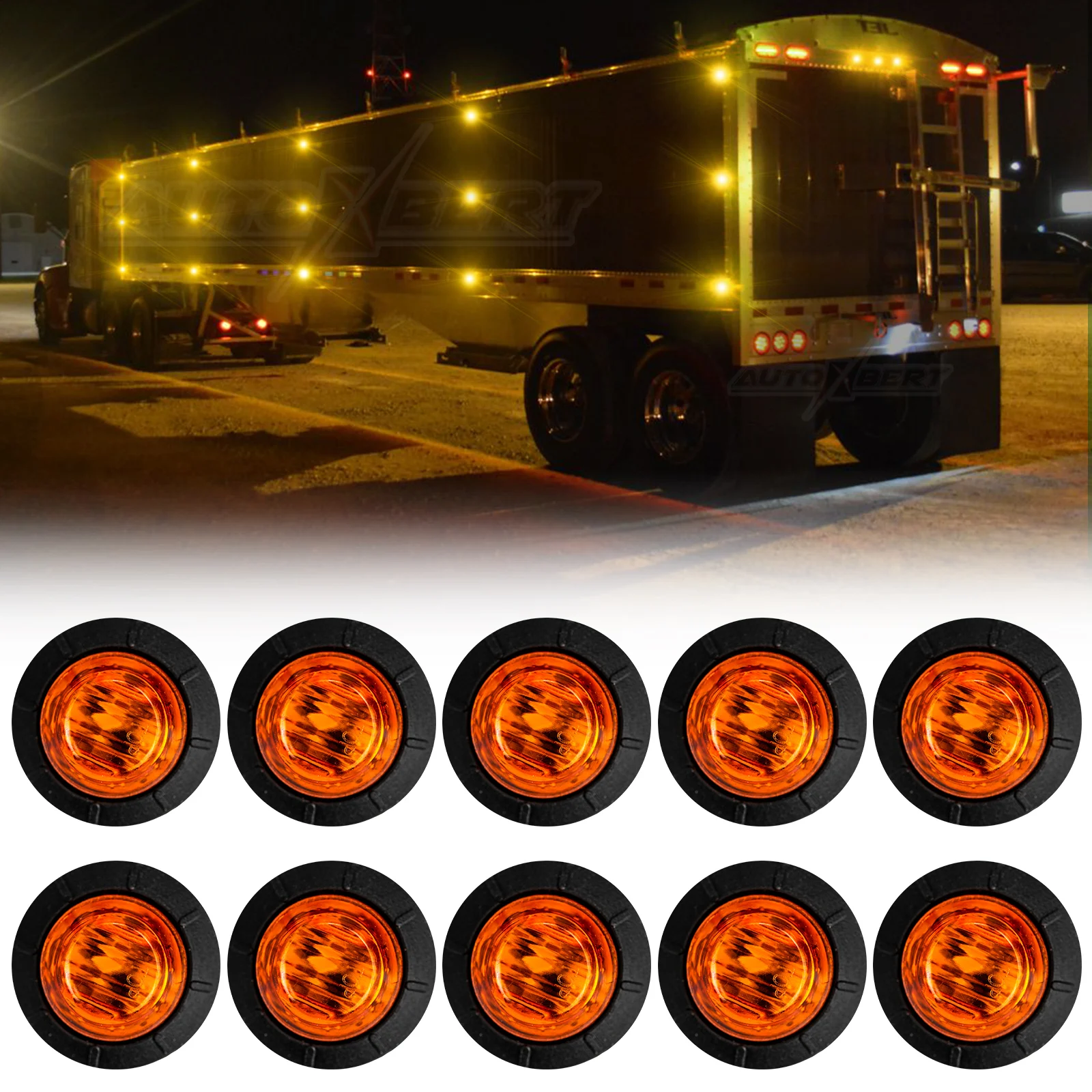 

2/10x Mini Round 3/4" Grille Outline Lamp Side Marker Turn Signal LED Light DRL 12V 24V Trailer Truck Caravan Camper UTV UTE Van