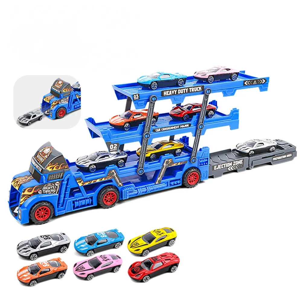 Grande camion d'éjection, remorque pliante à déformation, voiture de Transport à trois couches, véhicule de course, jouet pour enfants, cadeaux de noël