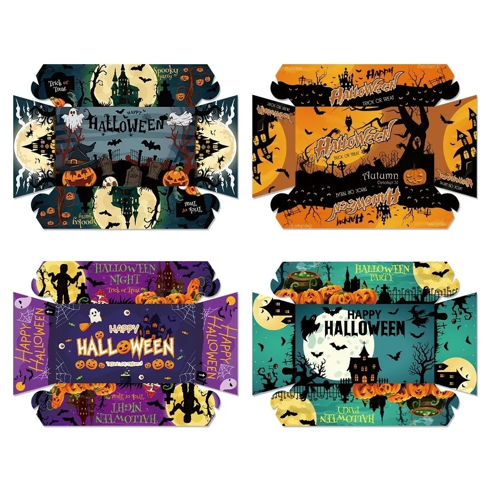 

12pcs Food Trays Rectangular Halloween Party Tray Sturdy Ghost Bat Cookie Tray Pumpkin Disposable Baking Pans Halloween Party